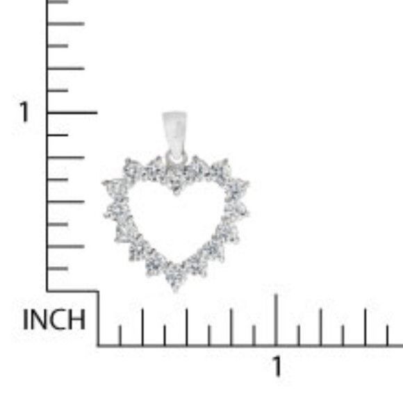 NWT 925 Necklace 16 AAA Rated Brilliant White CZ's Sterling Heart Necklace - Picture 8 of 10